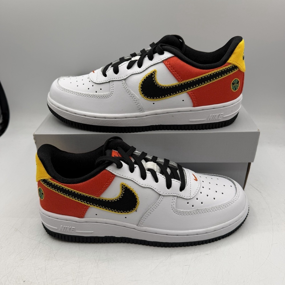 Nike Air Force 1 Low LV8 Roswell Raygun Shoes YOUTH 3 Y White Orange DD9532-100